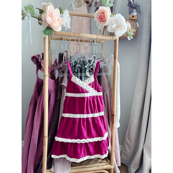 New Old Navy Raspberry Crochet Trim Boho Maxi Dress - Picture 1 of 3
